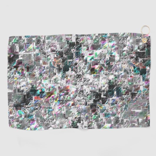 正方形のDVDの切り出し、粗いモザイクのような色の外観 ゴルフタオル (横)