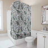 正方形のDVDの切り出し、粗いモザイクのような色の外観 シャワーカーテン (インサイチュ)