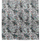 正方形のDVDの切り出し、粗いモザイクのような色の外観 シャワーカーテン (正面)