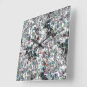 正方形のDVDの切り出し、粗いモザイクのような色の外観 スクエア壁時計 (傾斜)