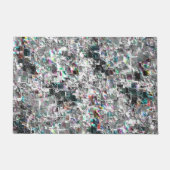 正方形のDVDの切り出し、粗いモザイクのような色の外観 ドアマット (正面)