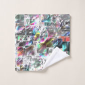 正方形のDVDの切り出し、粗いモザイクのような色の外観 バスタオルセット (ウォッシュタオル)