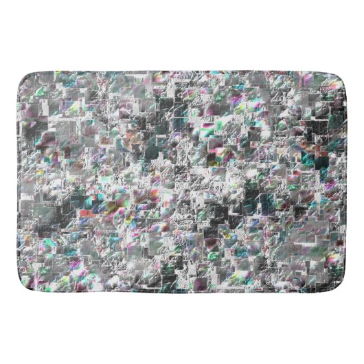 正方形のDVDの切り出し、粗いモザイクのような色の外観 バスマット (正面)