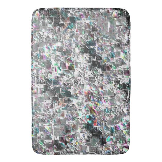 正方形のDVDの切り出し、粗いモザイクのような色の外観 バスマット (正面縦)