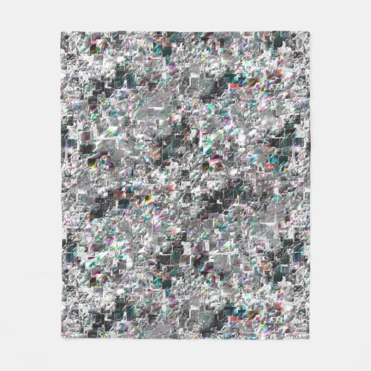 正方形のDVDの切り出し、粗いモザイクのような色の外観 フリースブランケット (正面)