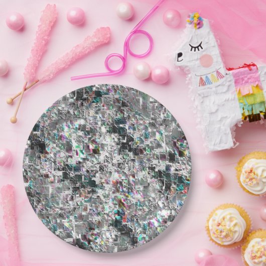 正方形のDVDの切り出し、粗いモザイクのような色の外観 ペーパープレート (パーティー)