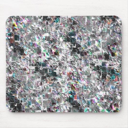 正方形のDVDの切り出し、粗いモザイクのような色の外観 マウスパッド (正面)