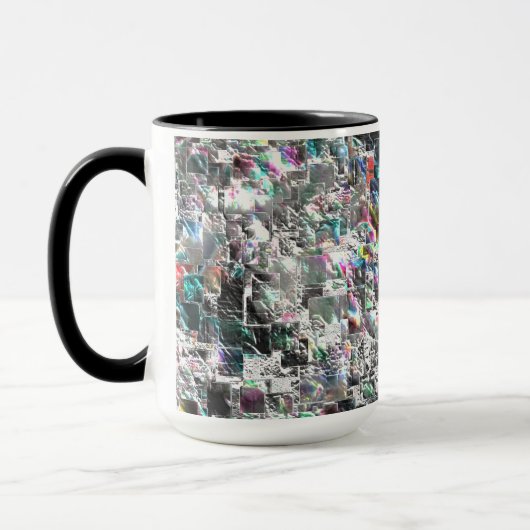 正方形のDVDの切り出し、粗いモザイクのような色の外観 マグカップ (左)