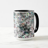 正方形のDVDの切り出し、粗いモザイクのような色の外観 マグカップ (正面右)