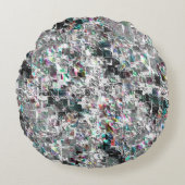 正方形のDVDの切り出し、粗いモザイクのような色の外観 ラウンドクッション (正面)