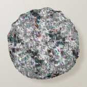 正方形のDVDの切り出し、粗いモザイクのような色の外観 ラウンドクッション (裏面)