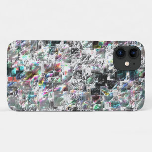 正方形のDVDの切り出し、粗いモザイクのような色の外観 iPhone 11 ケース