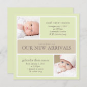 正方形はコラージュ|の誕生の発表を結び付けます 案内状 (正面/裏面)