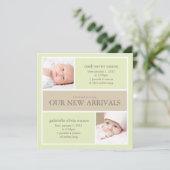 正方形はコラージュ|の誕生の発表を結び付けます 案内状 (スタンド正面)