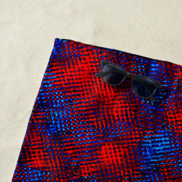 正方形または立方体の赤と青の交差スクラッチ ビーチタオル