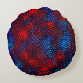 正方形または立方体の赤と青の交差スクラッチ ラウンドクッション (裏面)