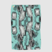 正方形を形成する交差したピクセル線抽象芸術 ゴルフタオル (正面)