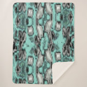 正方形を形成する交差したピクセル線抽象芸術 シェルパブランケット (正面)