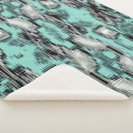 正方形を形成する交差したピクセル線抽象芸術 シェルパブランケット