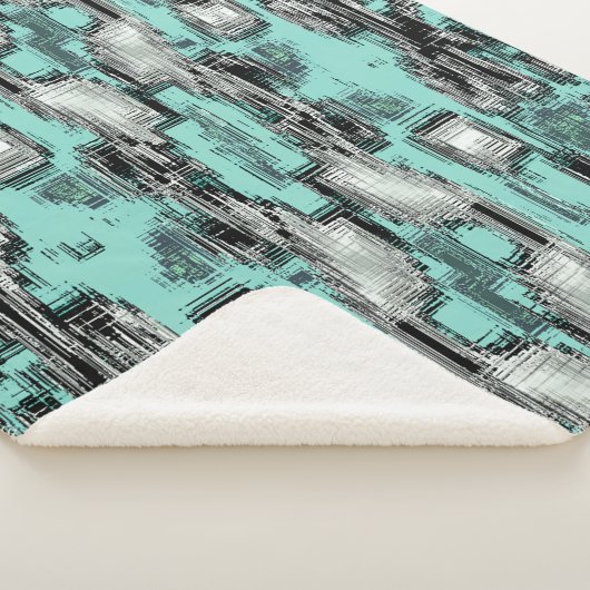 正方形を形成する交差したピクセル線抽象芸術 シェルパブランケット (3/4)