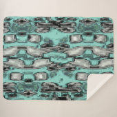 正方形を形成する交差したピクセル線抽象芸術 シェルパブランケット (正面(横))