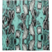 正方形を形成する交差したピクセル線抽象芸術 シャワーカーテン (正面)