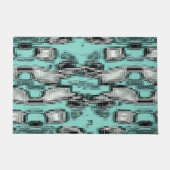 正方形を形成する交差したピクセル線抽象芸術 ドアマット (正面)