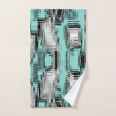 正方形を形成する交差したピクセル線抽象芸術 バスタオルセット (ハンドタオル)