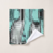 正方形を形成する交差したピクセル線抽象芸術 バスタオルセット (ウォッシュタオル)