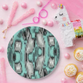 正方形を形成する交差したピクセル線抽象芸術 ペーパープレート (パーティー)