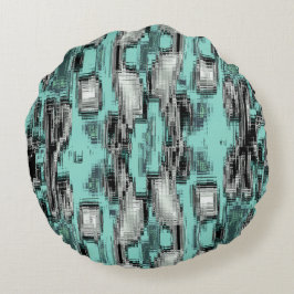 正方形を形成する交差したピクセル線抽象芸術 ラウンドクッション