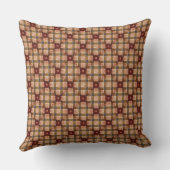 正方形を生成する粗い赤褐色のチェスの部分 クッション (裏面)