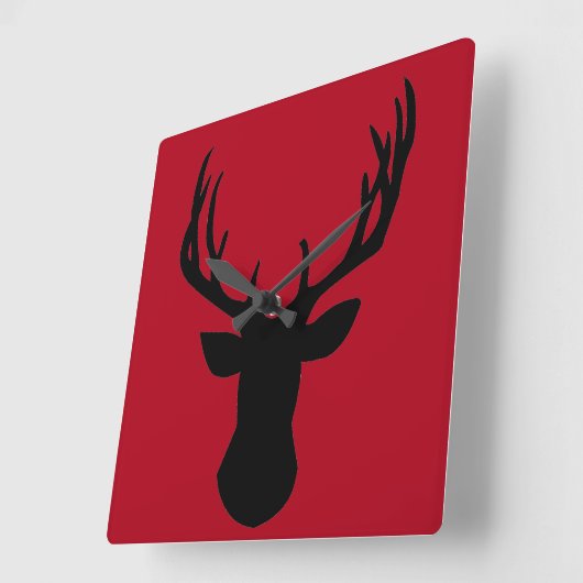 正方形アクリル壁時計 – 鹿ヘッド スクエア壁時計 (傾斜)