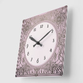 正方形アールデコクロック（ピンク） スクエア壁時計 (傾斜)