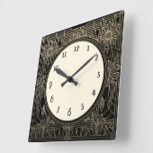 正方形アールデコクロックin黒とベージュ金ゴールド スクエア壁時計 (傾斜)