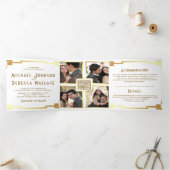 正方形アールデコフレーム白金ゴールドQRコード結婚ズ 三つ折り招待状 (内部)