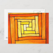 正方形アールデコ黄色レトロパターン ポストカード (正面/裏面)