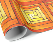 正方形アールデコ黄色レトロパターン ラッピングペーパー (ロールコーナー)