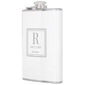 正方形イニシャル編集可能カラーフラパーソナライズされたスコ フラスク (左)