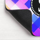 正方形カラフル幾何学模様ブラックモノグラム マウスパッド (コーナー)