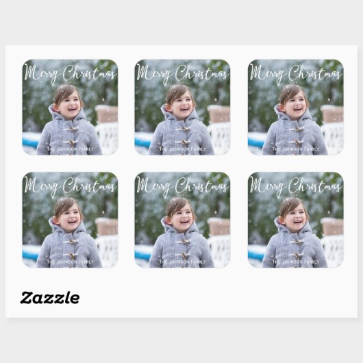 正方形クリスマスグリーティングステッカー写真の追加 スクエアシール (シート)