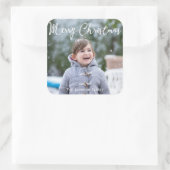 正方形クリスマスグリーティングステッカー写真の追加 スクエアシール (バッグ)