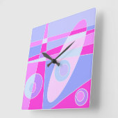 正方形クロック抽象芸術サーフィンホットパープルピンク スクエア壁時計 (傾斜)