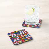 正方形コルクコースターの旗（6のセット） コースター (右側)