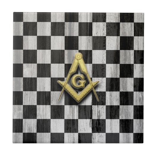 正方形コンパスとチェッカー タイル (正面)