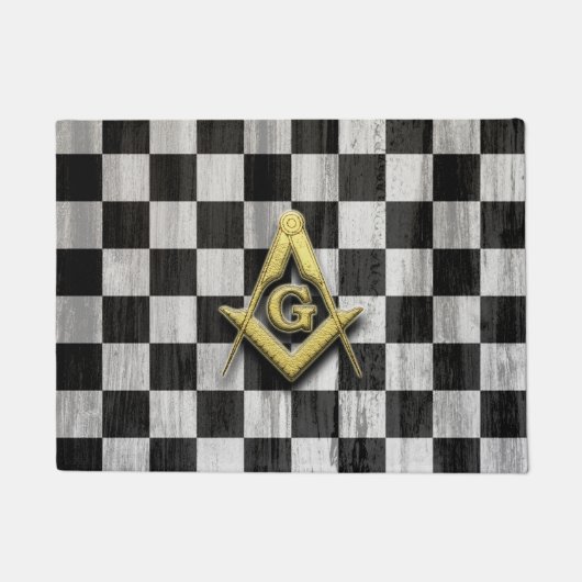 正方形コンパスとチェッカー ドアマット (正面)