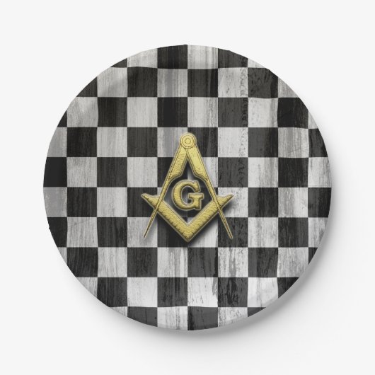 正方形コンパスとチェッカー ペーパープレート (正面)