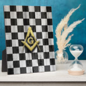 正方形コンパスと市松模様に フォトプラーク (側面)