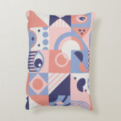 正方形シェイプ：幾何学的抽象芸術モザイク アクセントクッション (裏面(縦))