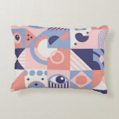 正方形シェイプ：幾何学的抽象芸術モザイク アクセントクッション (裏面)